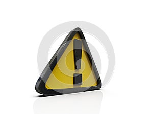 Yellow TriangleÂ Warning 3d Sign with Exclamation Mark